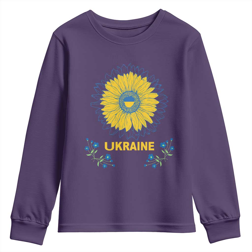 Ukraine Sunflower Youth Sweatshirt Ukrainian Flag TS02 Purple Print Your Wear
