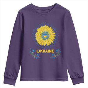 Ukraine Sunflower Youth Sweatshirt Ukrainian Flag TS02 Purple Print Your Wear
