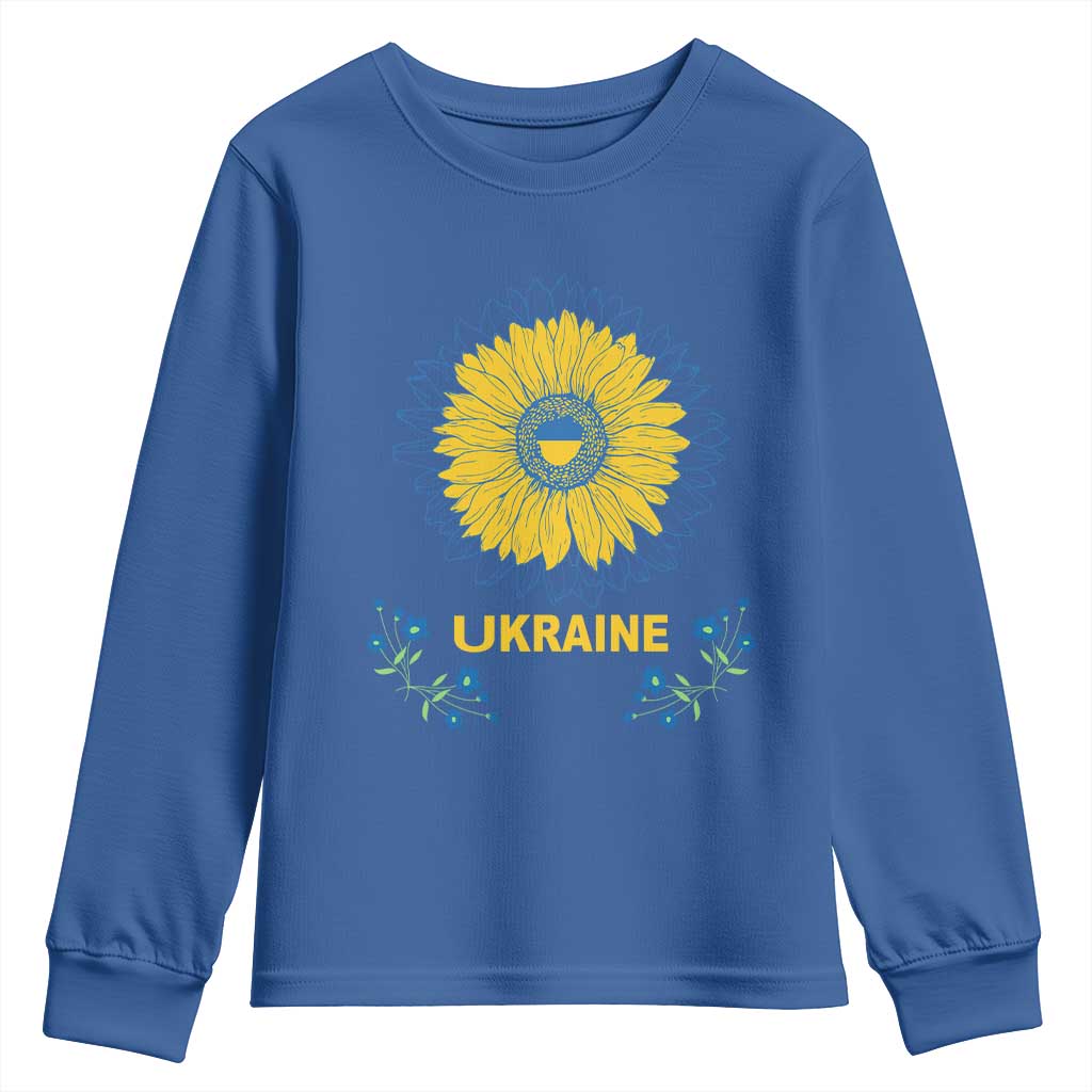 Ukraine Sunflower Youth Sweatshirt Ukrainian Flag TS02 Royal Blue Print Your Wear