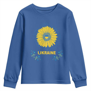 Ukraine Sunflower Youth Sweatshirt Ukrainian Flag TS02 Royal Blue Print Your Wear