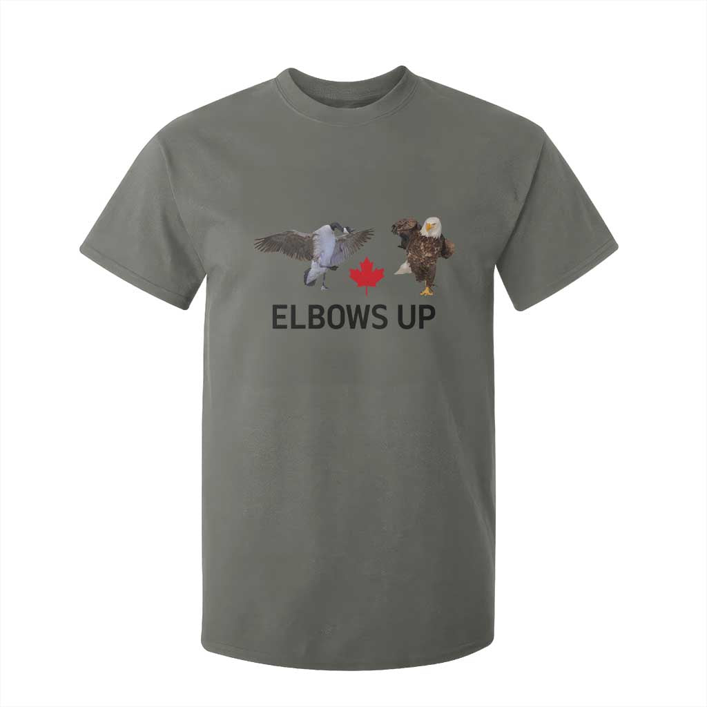 Elbows Up T Shirt For Kid Canada Goose Vs Eagle Maple Leaf TS02 Military Green Print Your Wear