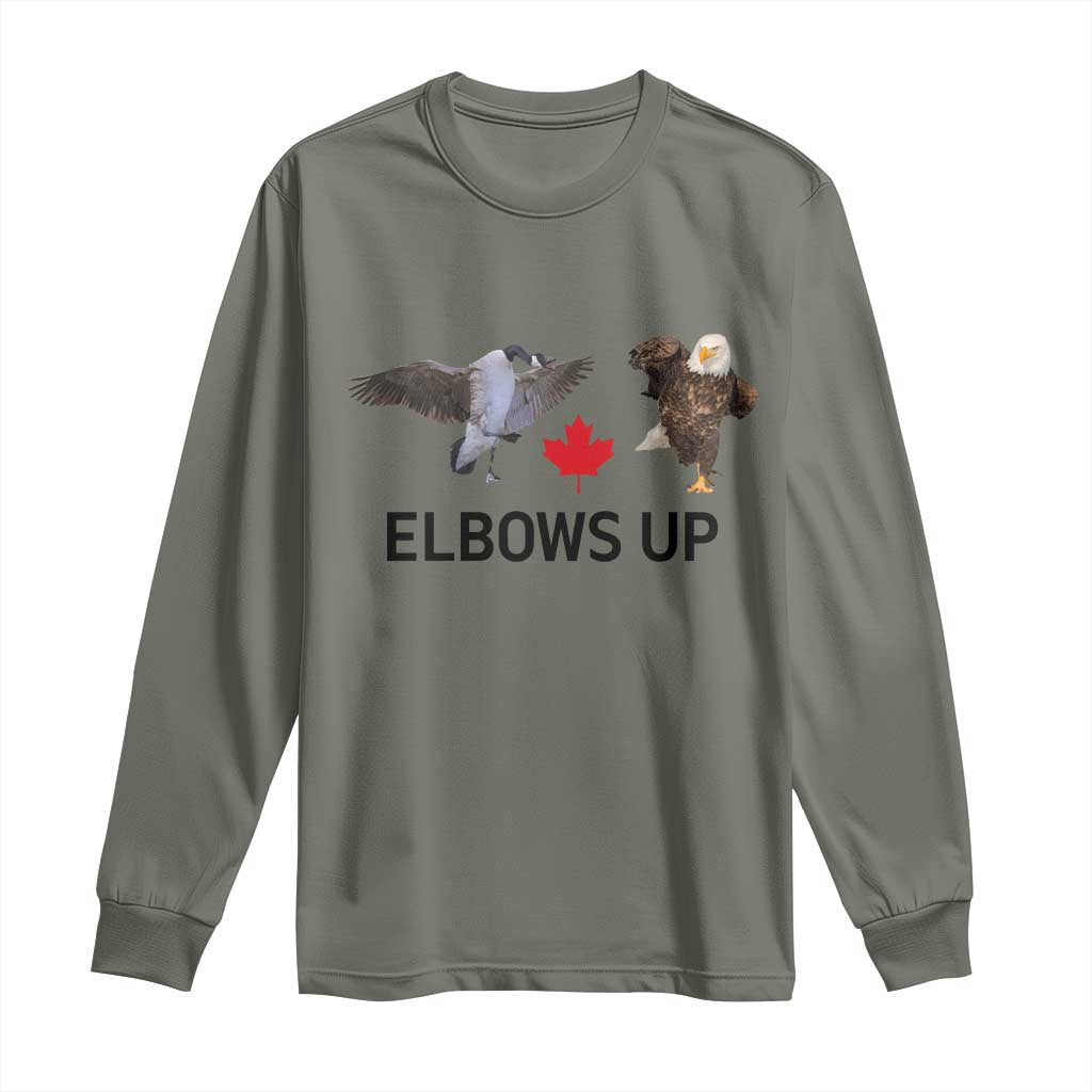Elbows Up Long Sleeve Shirt Canada Goose Vs Eagle Maple Leaf TS02 Military Green Print Your Wear