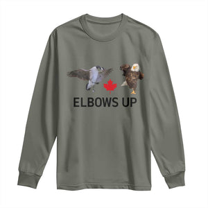 Elbows Up Long Sleeve Shirt Canada Goose Vs Eagle Maple Leaf TS02 Military Green Print Your Wear