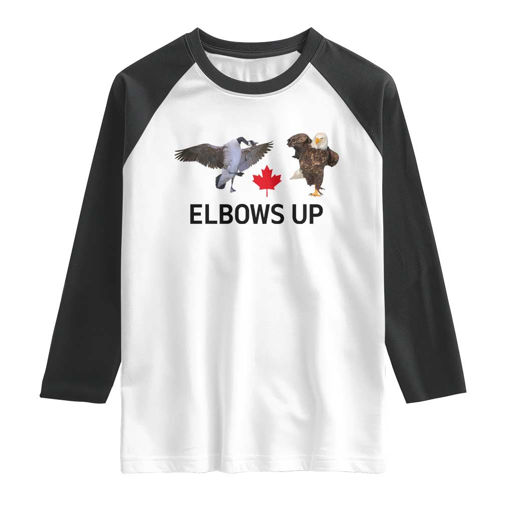 Elbows Up Raglan Shirt Canada Goose Vs Eagle Maple Leaf TS02 White Black Print Your Wear