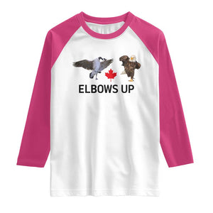 Elbows Up Raglan Shirt Canada Goose Vs Eagle Maple Leaf TS02 White Heliconia Print Your Wear