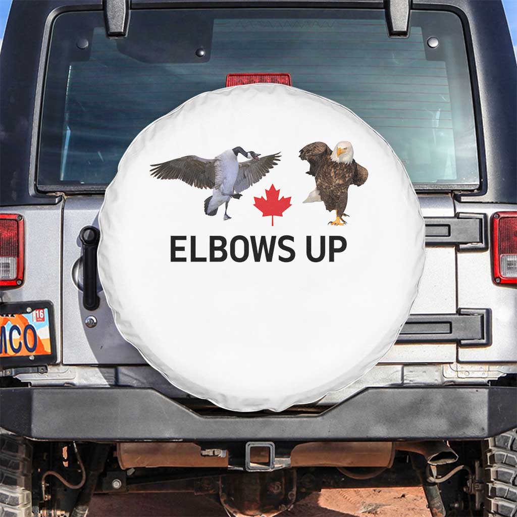 Elbows Up Spare Tire Cover Canada Goose Vs Eagle Maple Leaf TS02 No hole White Print Your Wear