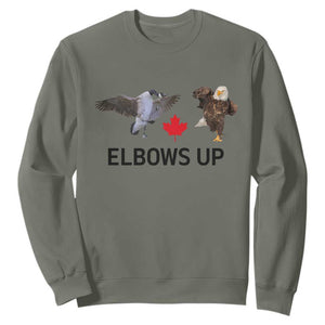Elbows Up Sweatshirt Canada Goose Vs Eagle Maple Leaf TS02 Military Green Print Your Wear