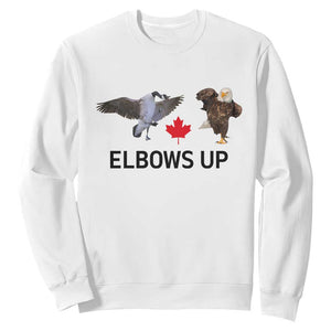 Elbows Up Sweatshirt Canada Goose Vs Eagle Maple Leaf TS02 White Print Your Wear
