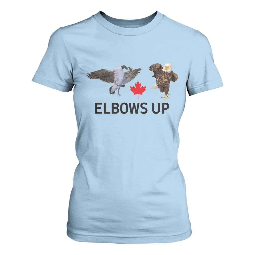 Elbows Up T Shirt For Women Canada Goose Vs Eagle Maple Leaf TS02 Light Blue Print Your Wear