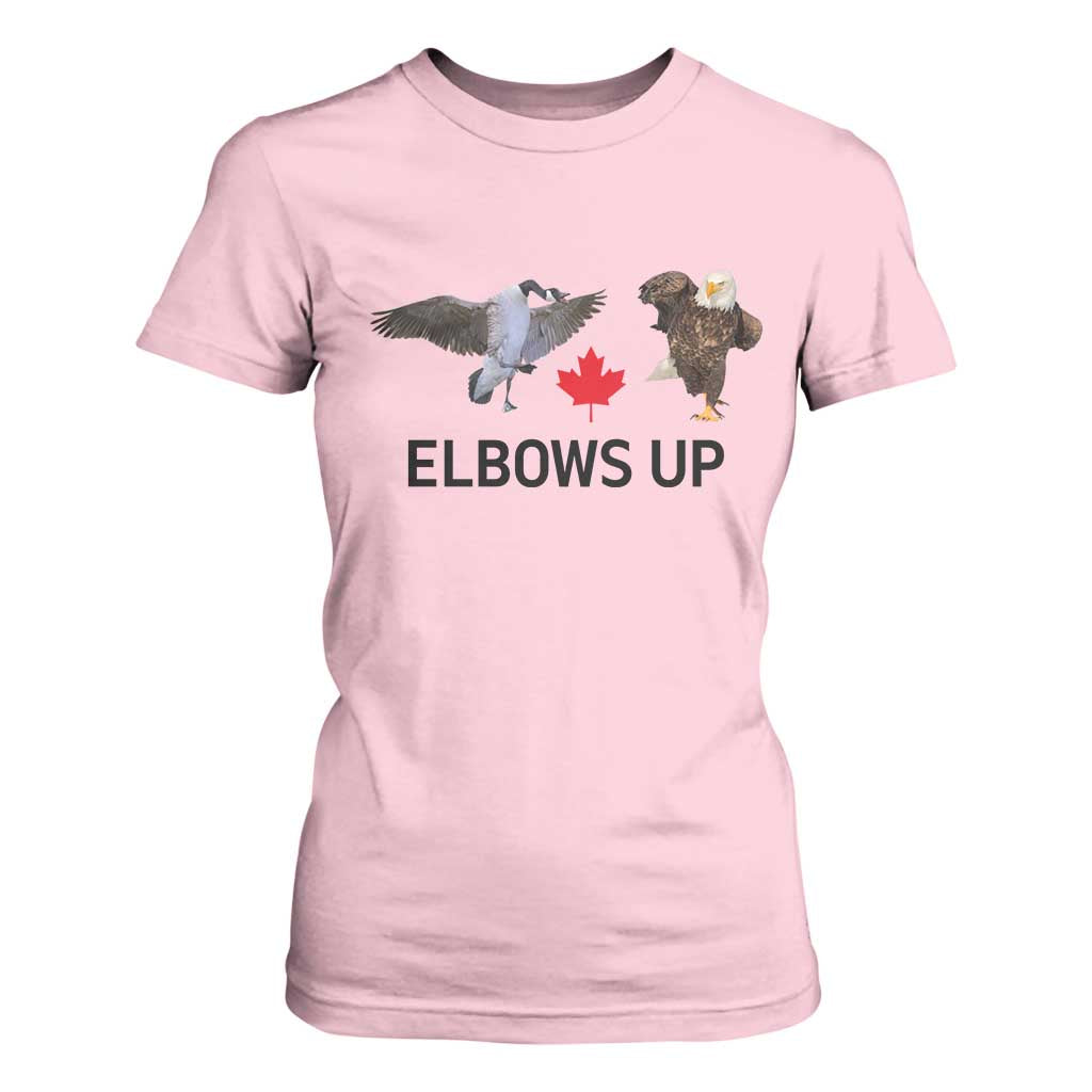 Elbows Up T Shirt For Women Canada Goose Vs Eagle Maple Leaf TS02 Light Pink Print Your Wear