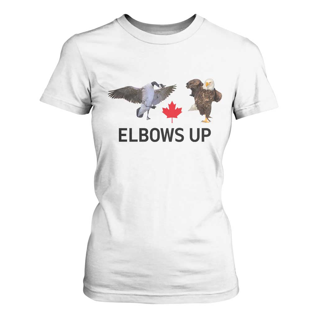 Elbows Up T Shirt For Women Canada Goose Vs Eagle Maple Leaf TS02 White Print Your Wear