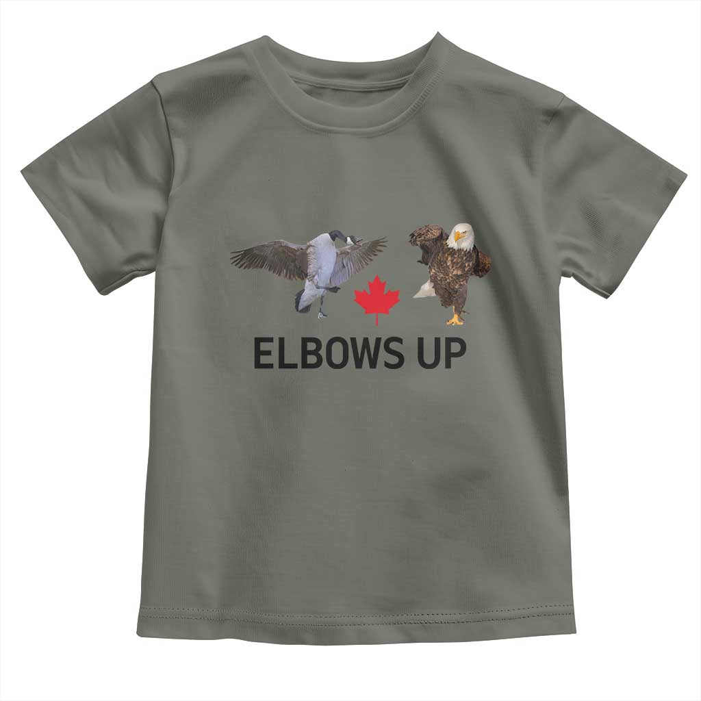 Elbows Up Toddler T Shirt Canada Goose Vs Eagle Maple Leaf TS02 Military Green Print Your Wear