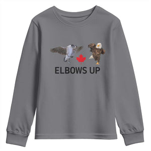 Elbows Up Youth Sweatshirt Canada Goose Vs Eagle Maple Leaf TS02 Charcoal Print Your Wear