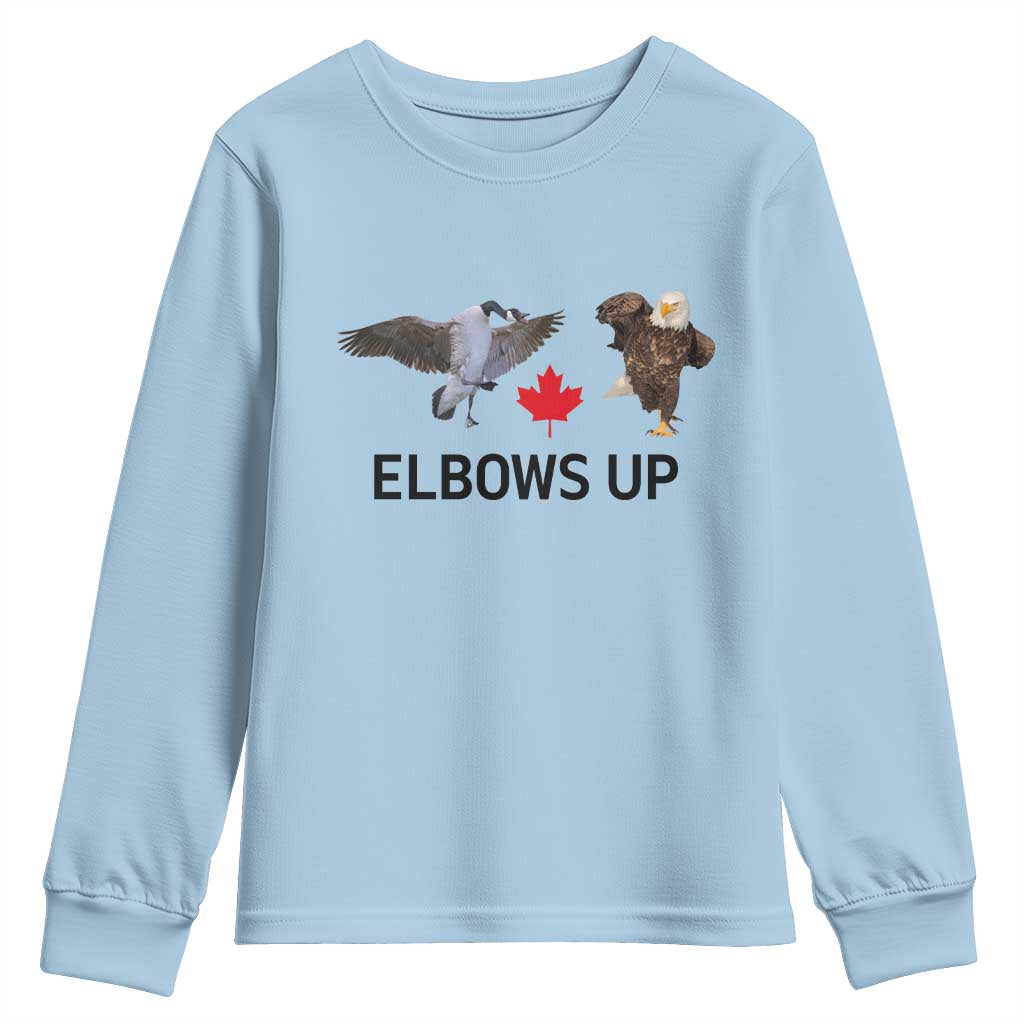 Elbows Up Youth Sweatshirt Canada Goose Vs Eagle Maple Leaf TS02 Light Blue Print Your Wear