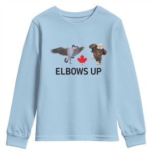Elbows Up Youth Sweatshirt Canada Goose Vs Eagle Maple Leaf TS02 Light Blue Print Your Wear