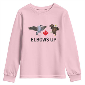 Elbows Up Youth Sweatshirt Canada Goose Vs Eagle Maple Leaf TS02 Light Pink Print Your Wear