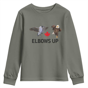 Elbows Up Youth Sweatshirt Canada Goose Vs Eagle Maple Leaf TS02 Military Green Print Your Wear