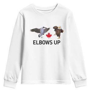 Elbows Up Youth Sweatshirt Canada Goose Vs Eagle Maple Leaf TS02 White Print Your Wear