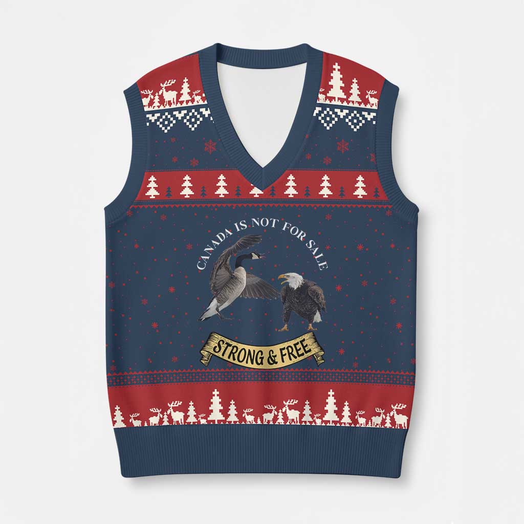 Elbows Up V-Neck Knit Sweater Vest Canada Is Not For Sale Goose Vs Eagle TS02 Navy Red Print Your Wear