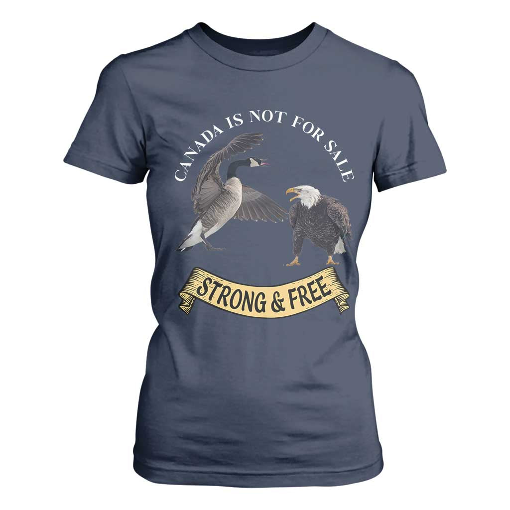 Elbows Up T Shirt For Women Canada Is Not For Sale Goose Vs Eagle TS02 Navy Print Your Wear