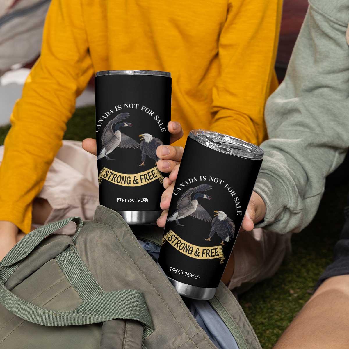 Elbows Up Tumbler Cup Canada Is Not For Sale Goose Vs Eagle TS02 Print Your Wear