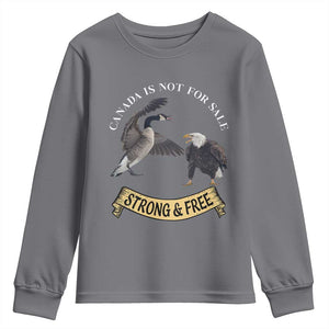 Elbows Up Youth Sweatshirt Canada Is Not For Sale Goose Vs Eagle TS02 Charcoal Print Your Wear
