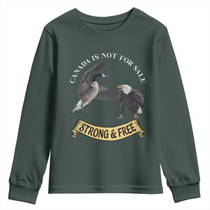 Elbows Up Youth Sweatshirt Canada Is Not For Sale Goose Vs Eagle TS02 Dark Forest Green Print Your Wear