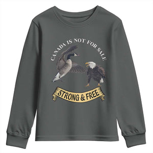 Elbows Up Youth Sweatshirt Canada Is Not For Sale Goose Vs Eagle TS02 Dark Heather Print Your Wear
