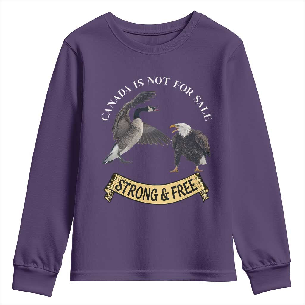 Elbows Up Youth Sweatshirt Canada Is Not For Sale Goose Vs Eagle TS02 Purple Print Your Wear