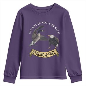 Elbows Up Youth Sweatshirt Canada Is Not For Sale Goose Vs Eagle TS02 Purple Print Your Wear