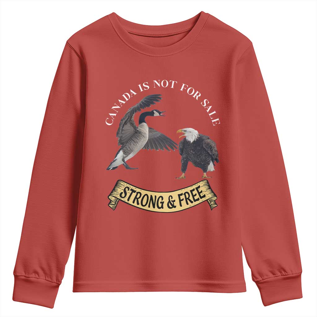 Elbows Up Youth Sweatshirt Canada Is Not For Sale Goose Vs Eagle TS02 Red Print Your Wear