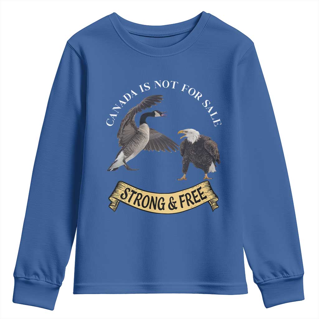 Elbows Up Youth Sweatshirt Canada Is Not For Sale Goose Vs Eagle TS02 Royal Blue Print Your Wear