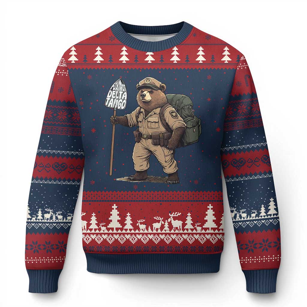 Foxtrot Delta Tango Resist Bear Ugly Christmas Sweater TS02 Navy Red Print Your Wear
