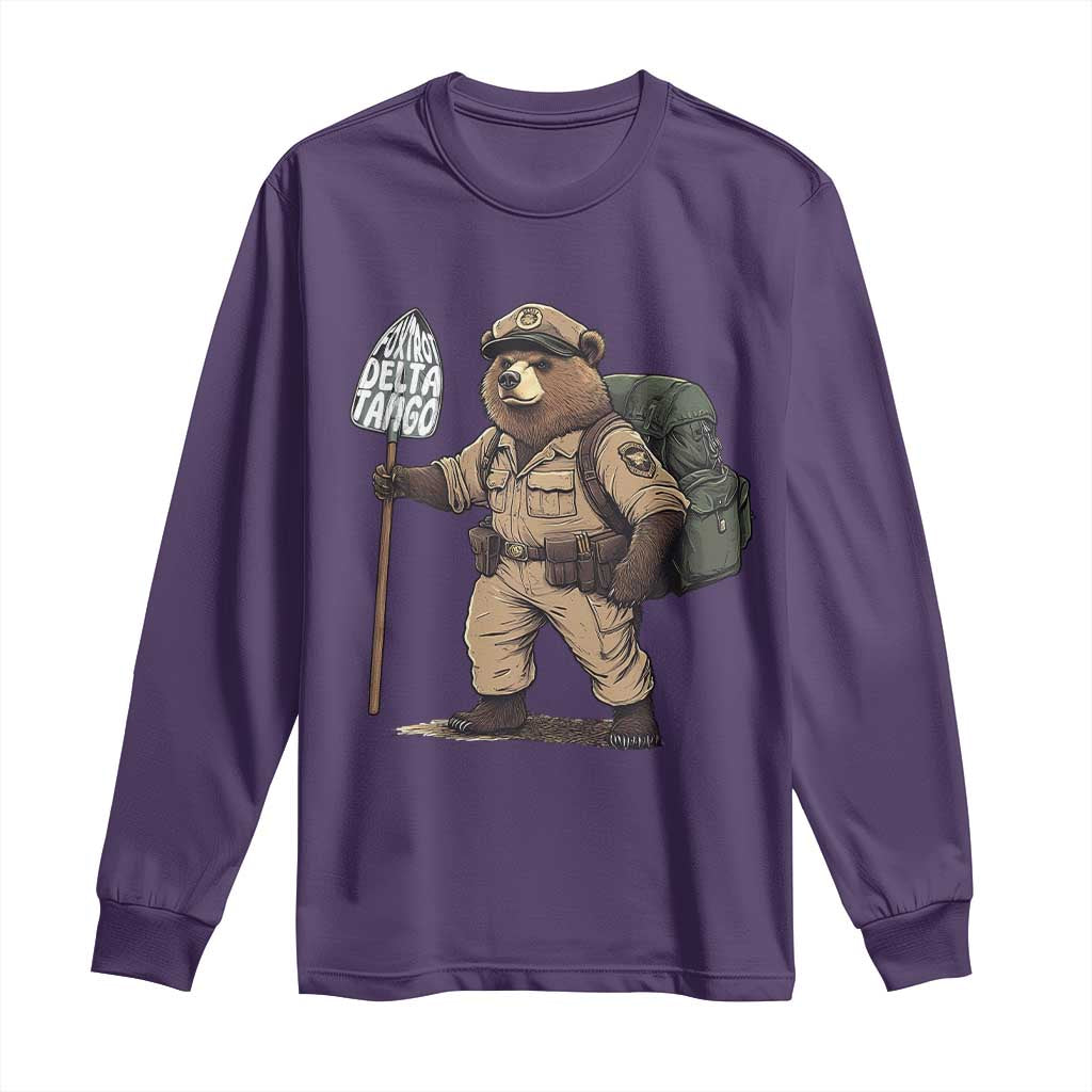 Foxtrot Delta Tango Resist Bear Long Sleeve Shirt TS02 Purple Print Your Wear
