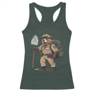 Foxtrot Delta Tango Resist Bear Racerback Tank Top TS02 Dark Forest Green Print Your Wear