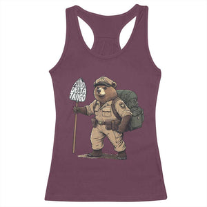 Foxtrot Delta Tango Resist Bear Racerback Tank Top TS02 Maroon Print Your Wear