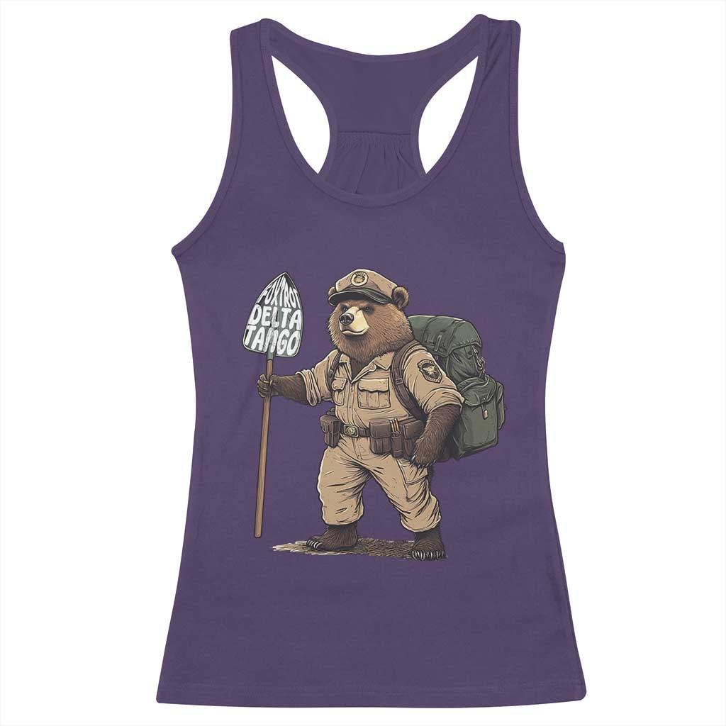 Foxtrot Delta Tango Resist Bear Racerback Tank Top TS02 Purple Print Your Wear
