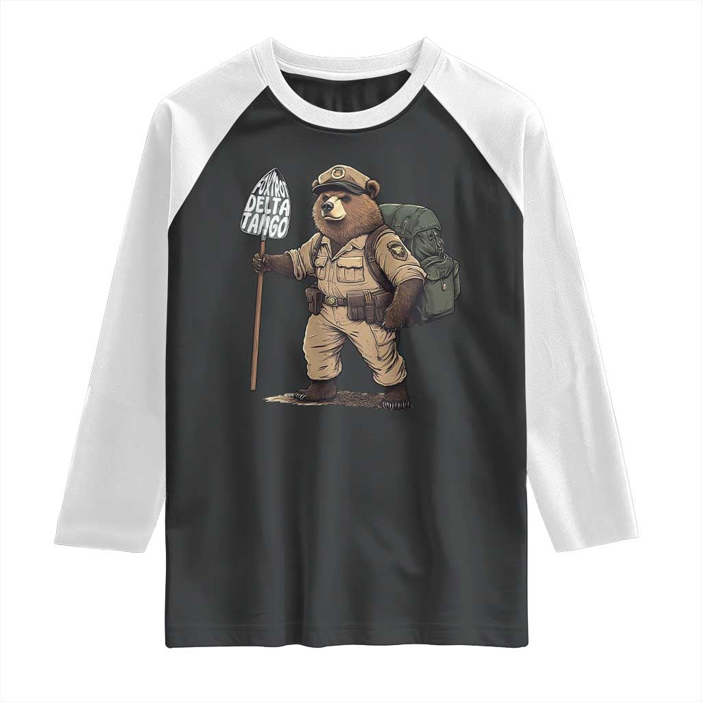 Foxtrot Delta Tango Resist Bear Raglan Shirt TS02 Black White Print Your Wear