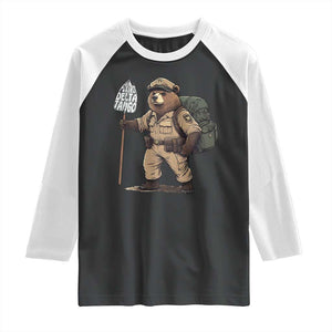 Foxtrot Delta Tango Resist Bear Raglan Shirt TS02 Black White Print Your Wear