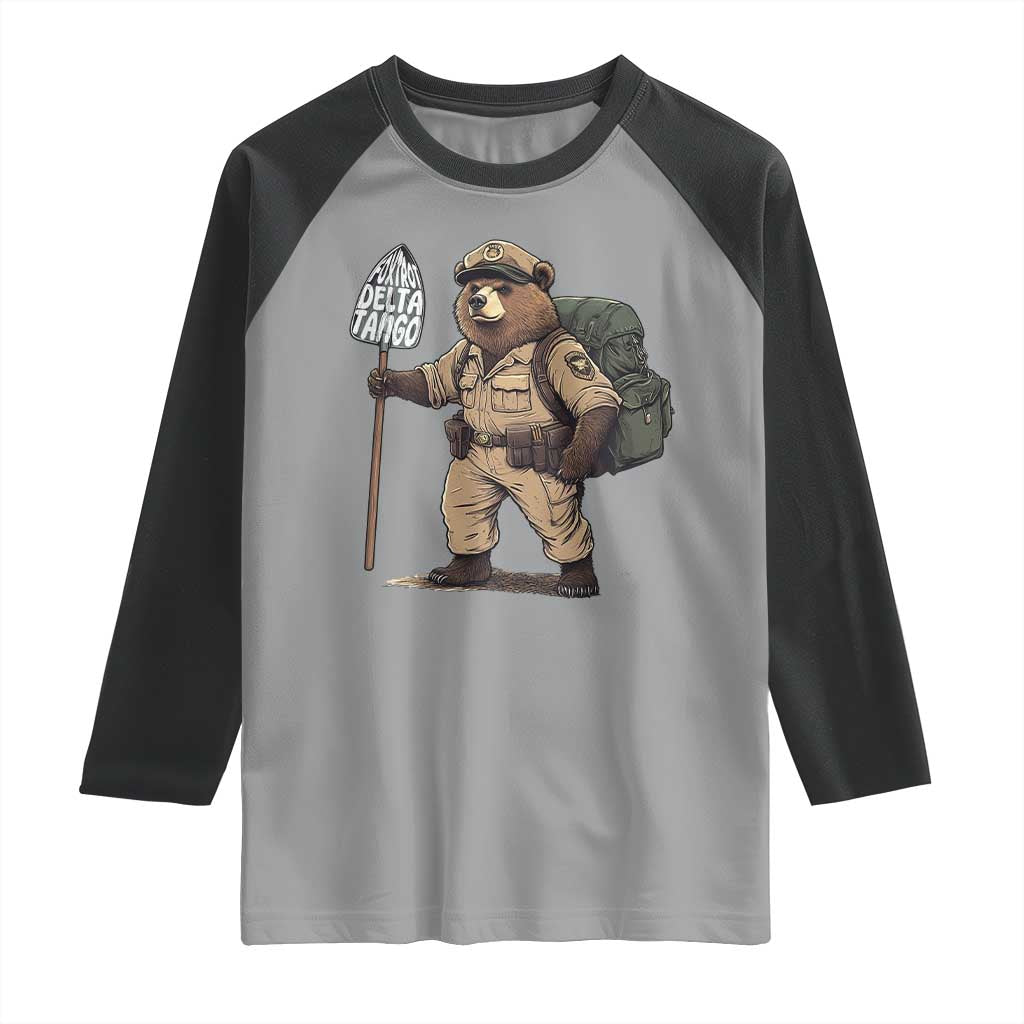 Foxtrot Delta Tango Resist Bear Raglan Shirt TS02 Sport Gray Black Print Your Wear