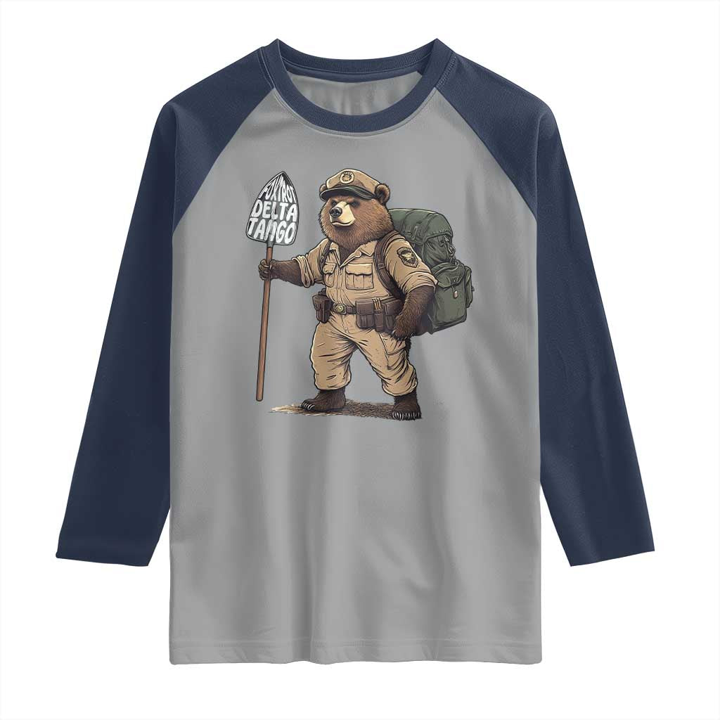 Foxtrot Delta Tango Resist Bear Raglan Shirt TS02 Sport Gray Navy Print Your Wear