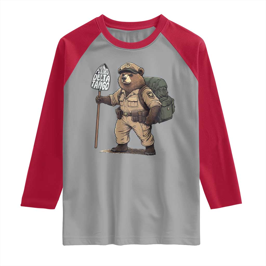Foxtrot Delta Tango Resist Bear Raglan Shirt TS02 Sport Gray Red Print Your Wear