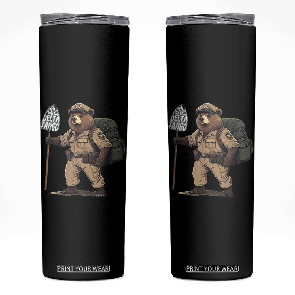 Foxtrot Delta Tango Resist Bear Skinny Tumbler TS02 Black Print Your Wear