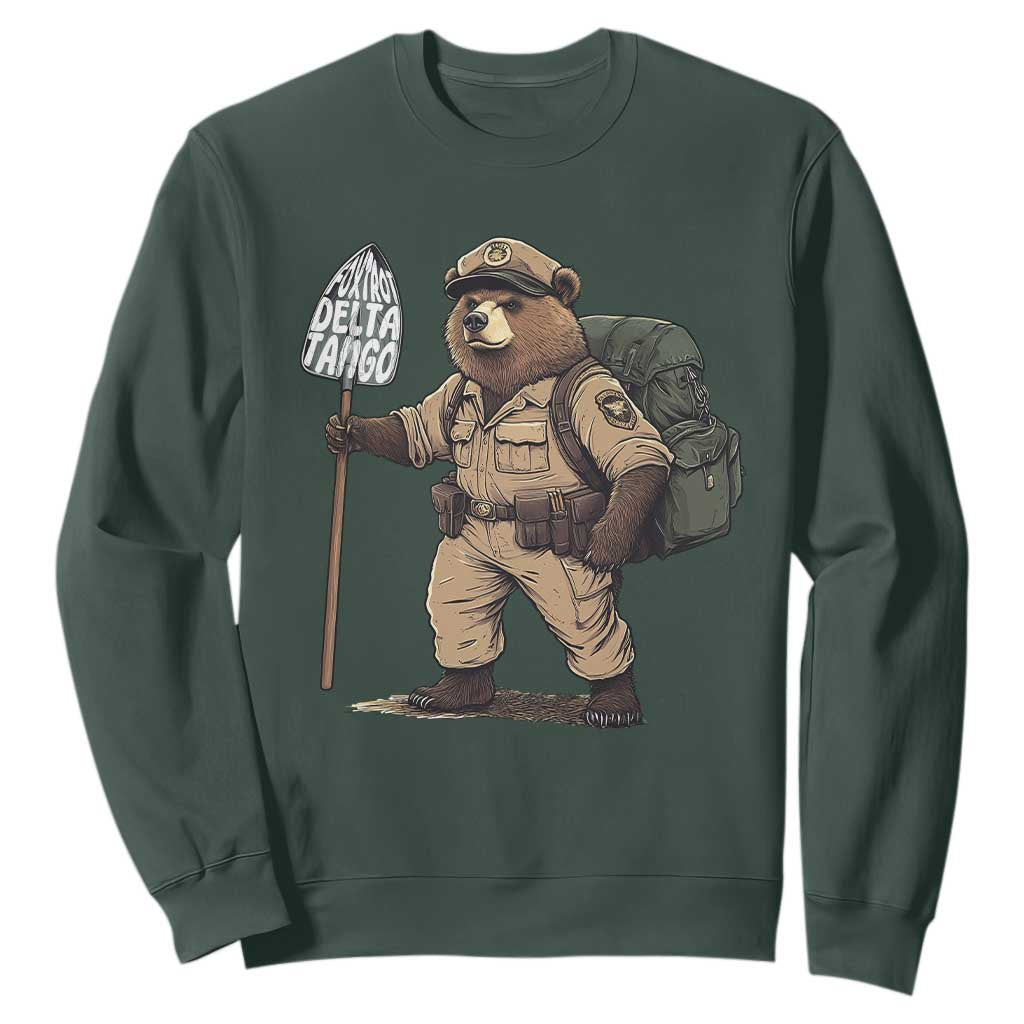 Foxtrot Delta Tango Resist Bear Sweatshirt TS02 Dark Forest Green Print Your Wear