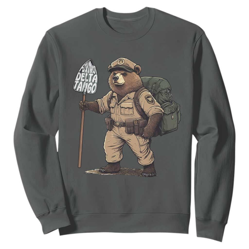 Foxtrot Delta Tango Resist Bear Sweatshirt TS02 Dark Heather Print Your Wear