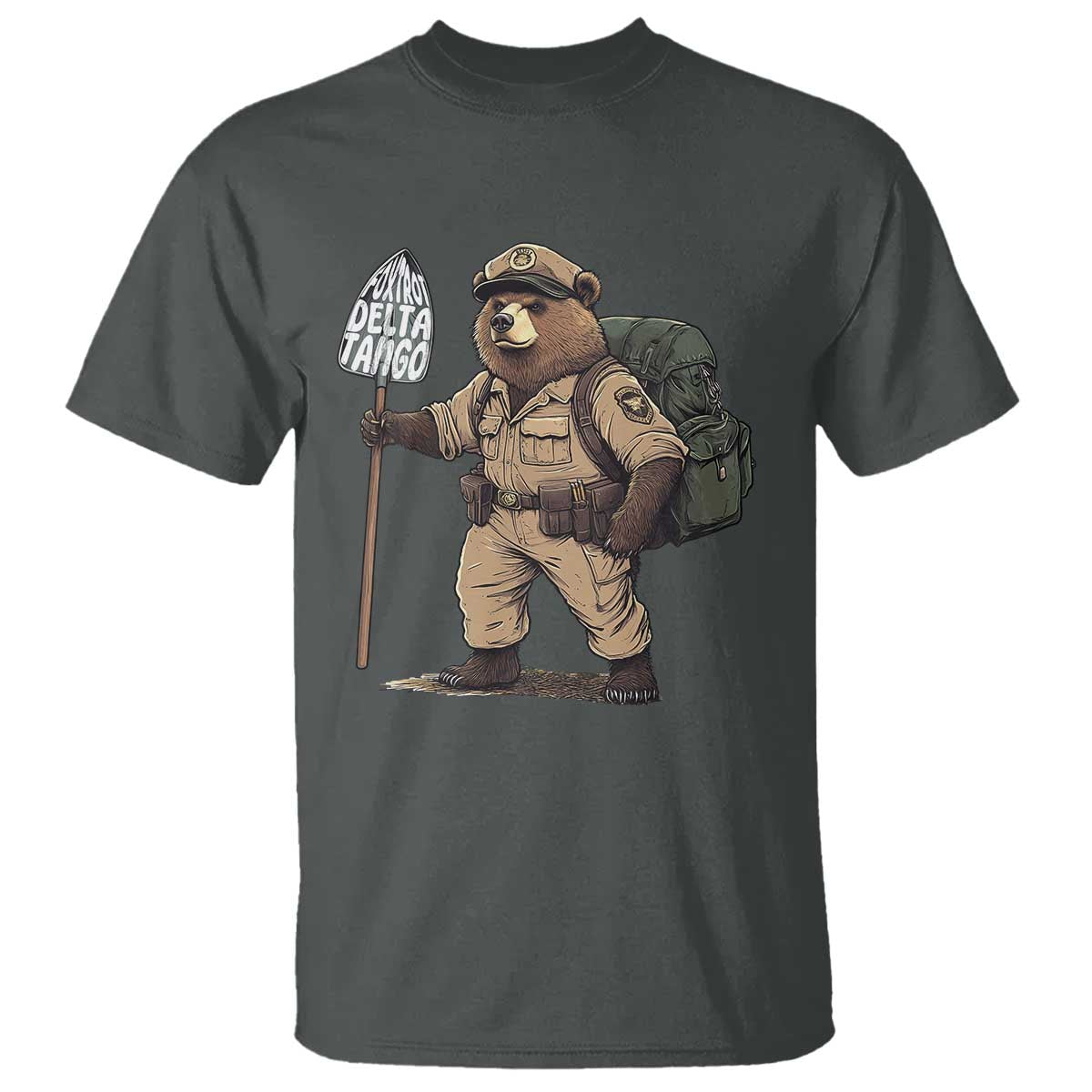 Foxtrot Delta Tango Resist Bear T Shirt TS02 Dark Heather Print Your Wear