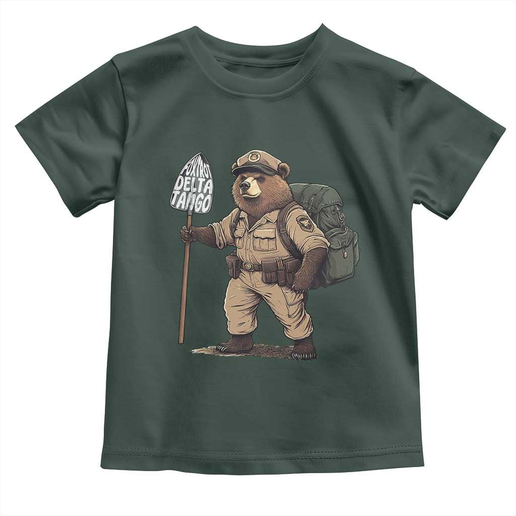 Foxtrot Delta Tango Resist Bear Toddler T Shirt TS02 Dark Forest Green Print Your Wear