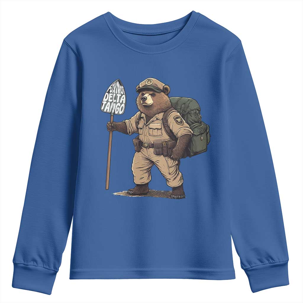 Foxtrot Delta Tango Resist Bear Youth Sweatshirt TS02 Royal Blue Print Your Wear