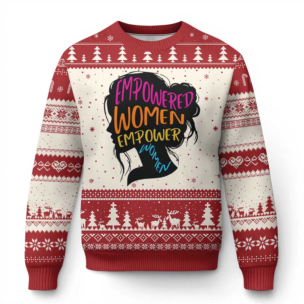 Empowered Women Empower Women Ugly Christmas Sweater TS02 Beige Red Print Your Wear