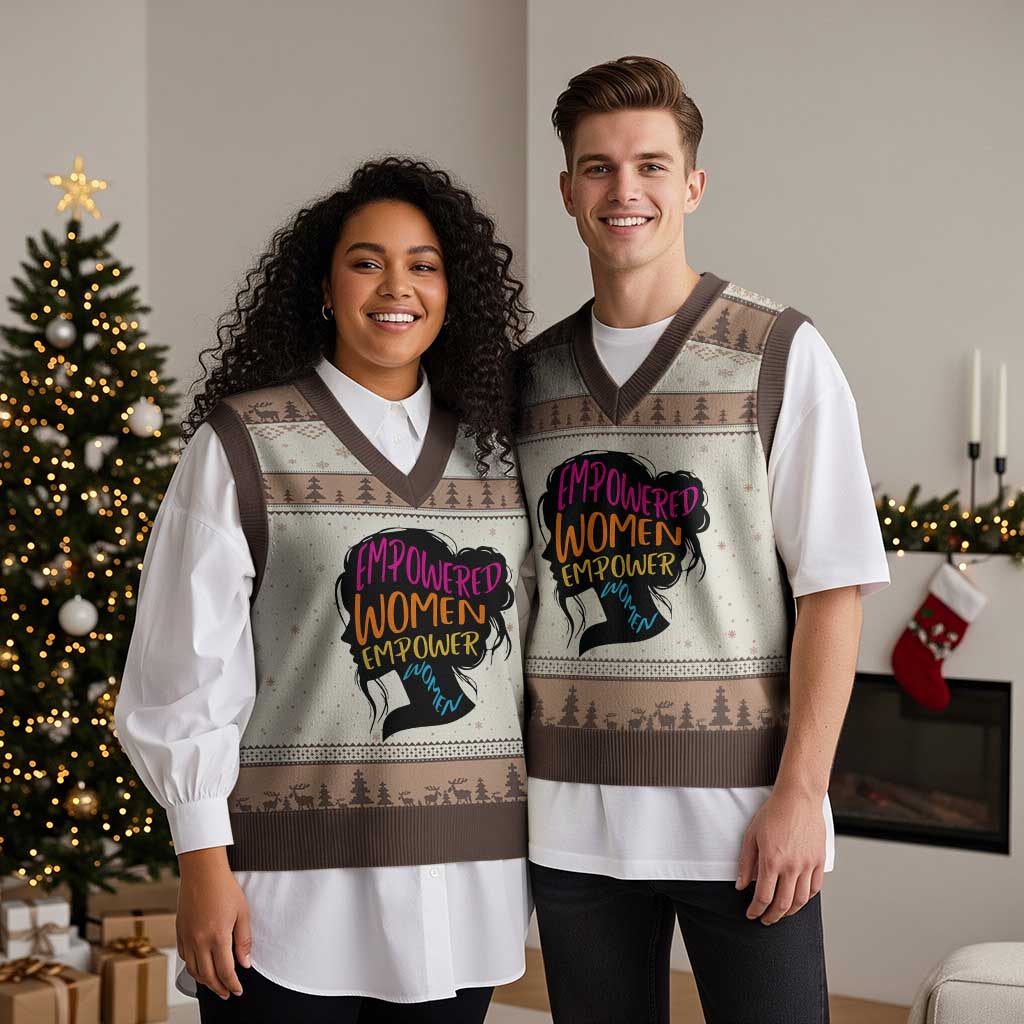 Empowered Women Empower Women V-Neck Knit Sweater Vest TS02 Mocha Mousse Print Your Wear